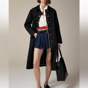 NEW J.Crew Long Barn Jacket™ in waxed cotton twill Size XS Black